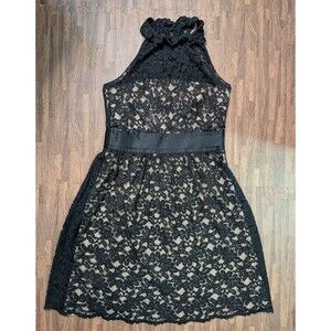 Banana Republic Black Lace Cocktail Wedding Guest Dress Sz 10